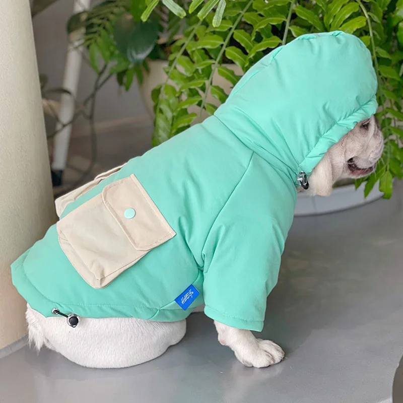 Winter Dog Clothes Pet Cotton Coat French Bulldog Schnauzer Small Medium Dog Jacket Thickened Hibernation Pajamas Puppy Hoodie