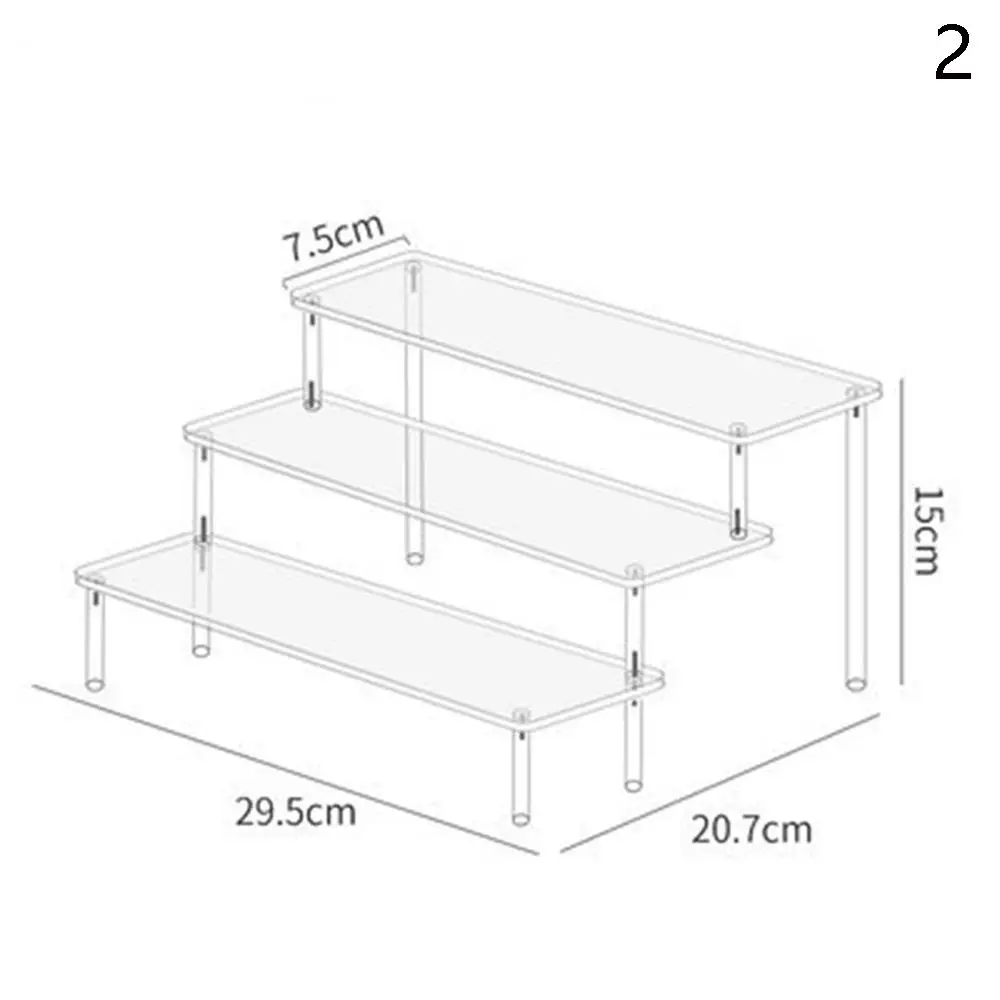 1-4 Tier Acryl Display Stand Duurzaam Display Rack Voor Cupcake Parfum Pop Transparante Trapeziumvormige Blind Box Opslag Plank