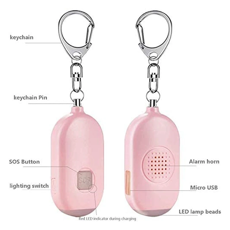 صفارة إنذار بسلسلة مفاتيح شخصية مزودة بإضاءة ليد ، صفارة إنذار بصوت عال ، صفارة إنذار بصوت عال ، السلامة في حالات الطوارئ ، النساء ، الفتيات ، الأطفال ، بديسيبل ، 2