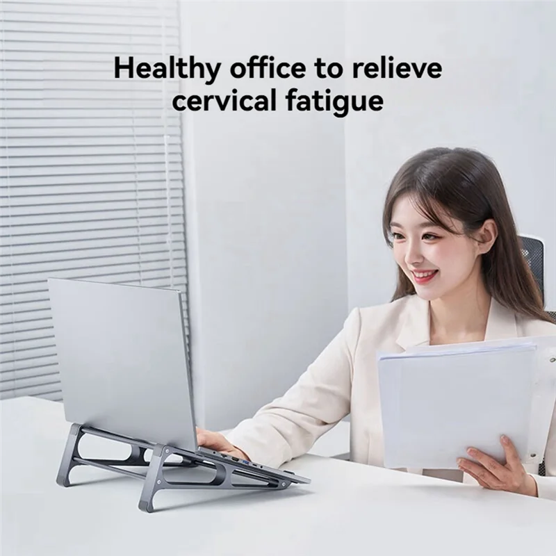 Suporte vertical para laptop destacável de alumínio 2 em 1, suporte de armazenamento para tablet, adequado para dispositivos de 10-17,4 polegadas, tamanho grande