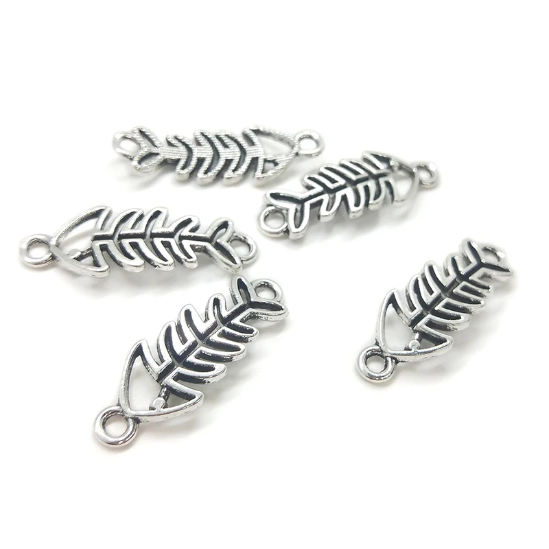 New 31mm 8pieces/bag Retro Zinc Alloy Fish Bone Shape Connectors Linker Charms Diy Jewelry Earring bracelets Accessories