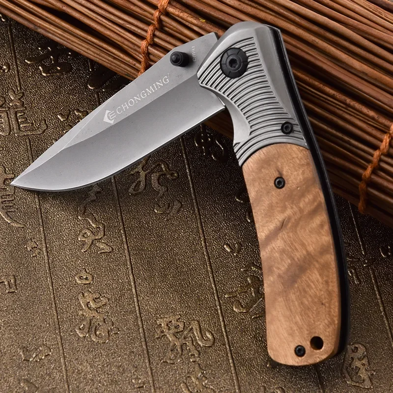 

Damascus Steel Folding Knife Steel + Shadow Wood handle Survival Camping Knives Pocket Rescue Outdoor Hunting Military Knife