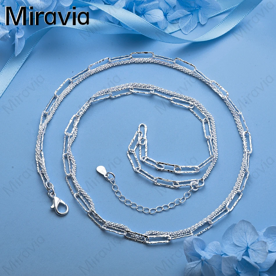 

Miravia 925 Sterling Silver Twisted Rope Oval Double Chain Necklace Women's Exquisite Cute Wedding Engagement Party Jewelry