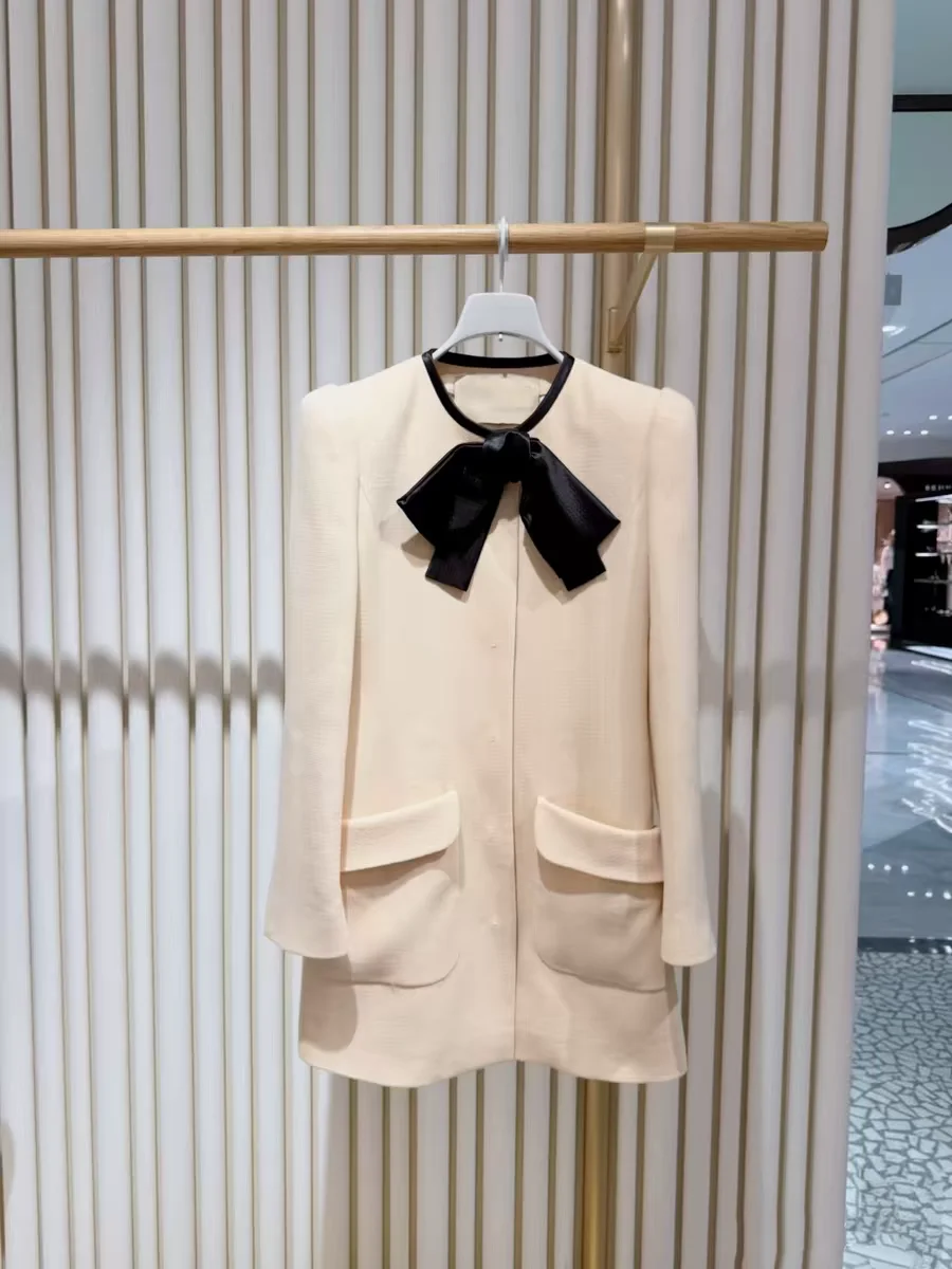 

Paris Haute Couture Women's Suit Early Spring Fashionable Knot Jacket Commute High Waist A-Line Skirt Long Sleeve