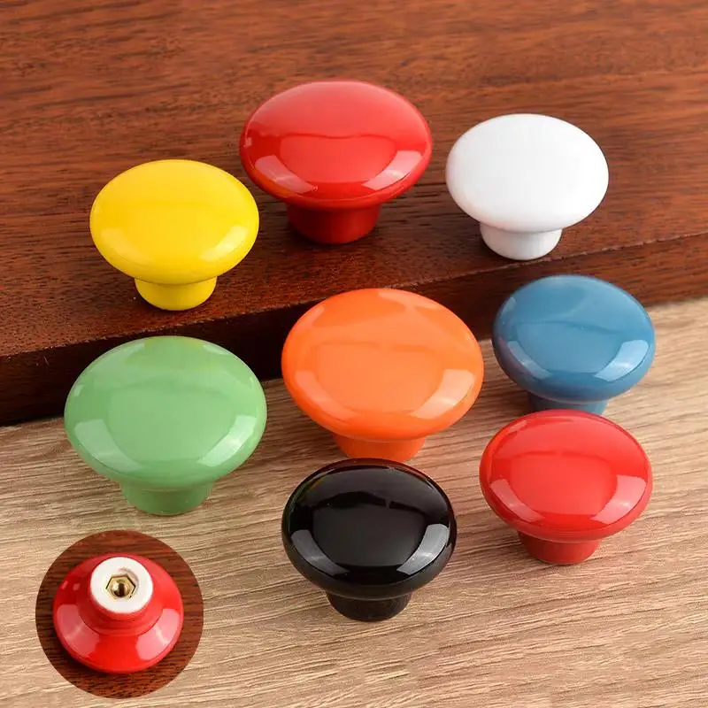 Ceramic Door Knob Colorful Cabinet Pull Handles for Drawer Wardrobe Cupboard Candy Pastel Color Furniture Hardware Accessories