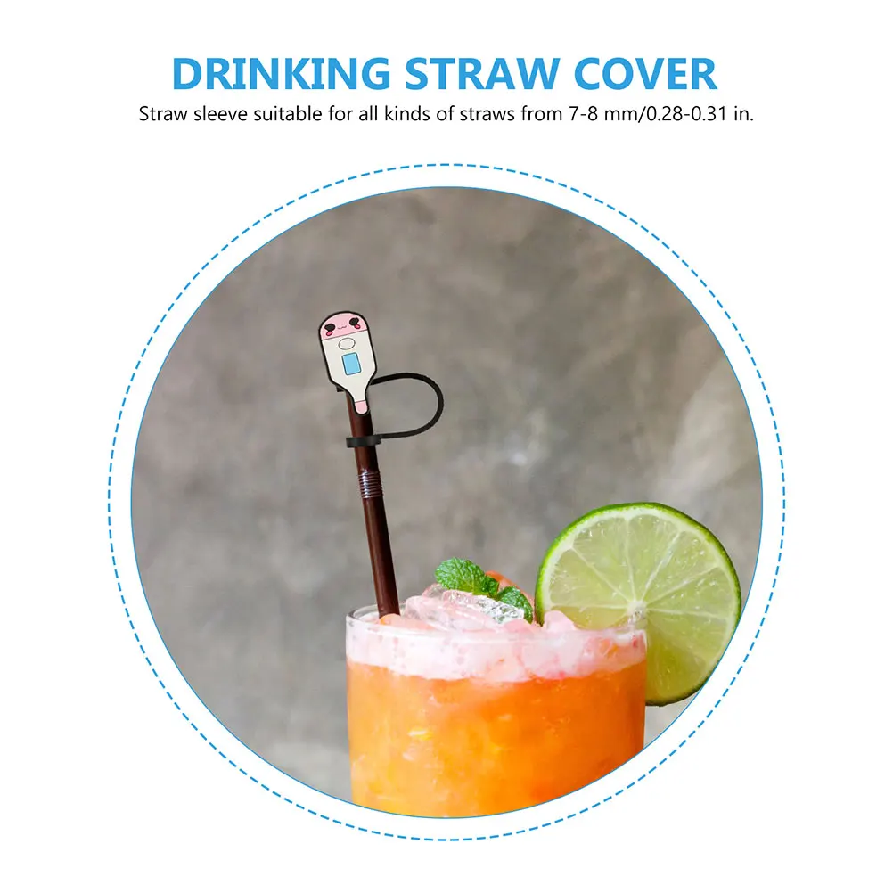 

12Pcs Silicone Straw End Protectors Durable Easy Install Drinking Straws Straw Cover Tips Protector Silicone Suction Cups
