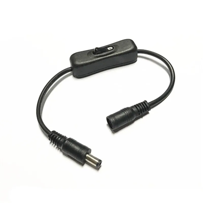 

100pcs Pure Copper 30cm 12V Extension Wire 304 Switch with Male to Female DC5.5 * 2.1mm Head Connected to LED Strip 1A 2A 3A 5A