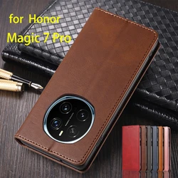 Leather Case for Huawei Honor Magic 7 Pro / Magic7 Pro Holster Magnetic Attraction Cover Wallet Flip Case Capa Fundas Coque
