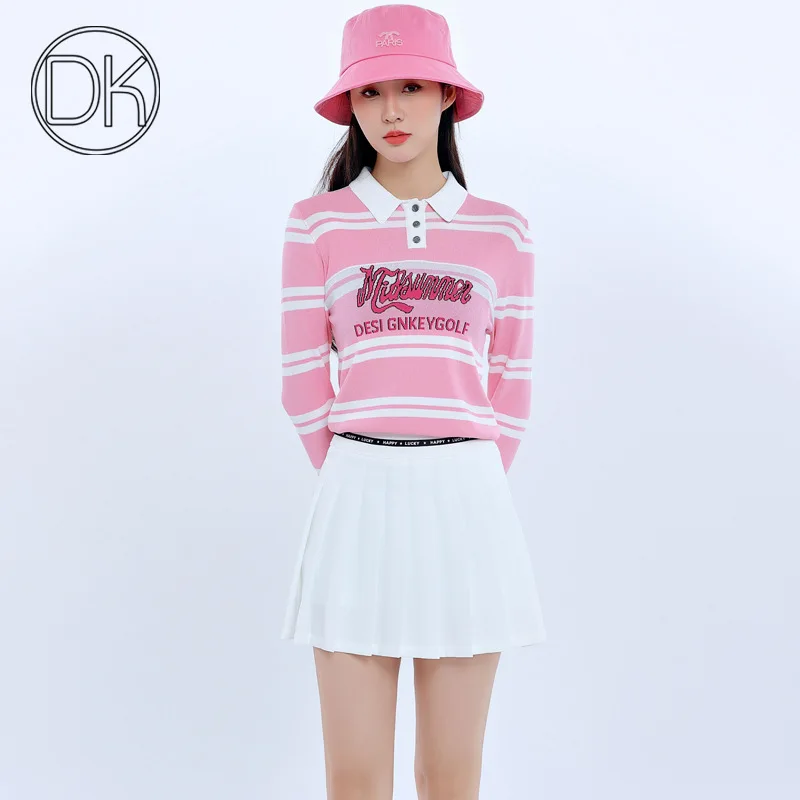 

DK Golf Clothing Women's Suits Fashionable Pink Sweaters Autumn and Winter Sweaters Women's Tops Golf Clothes Women's Skirts