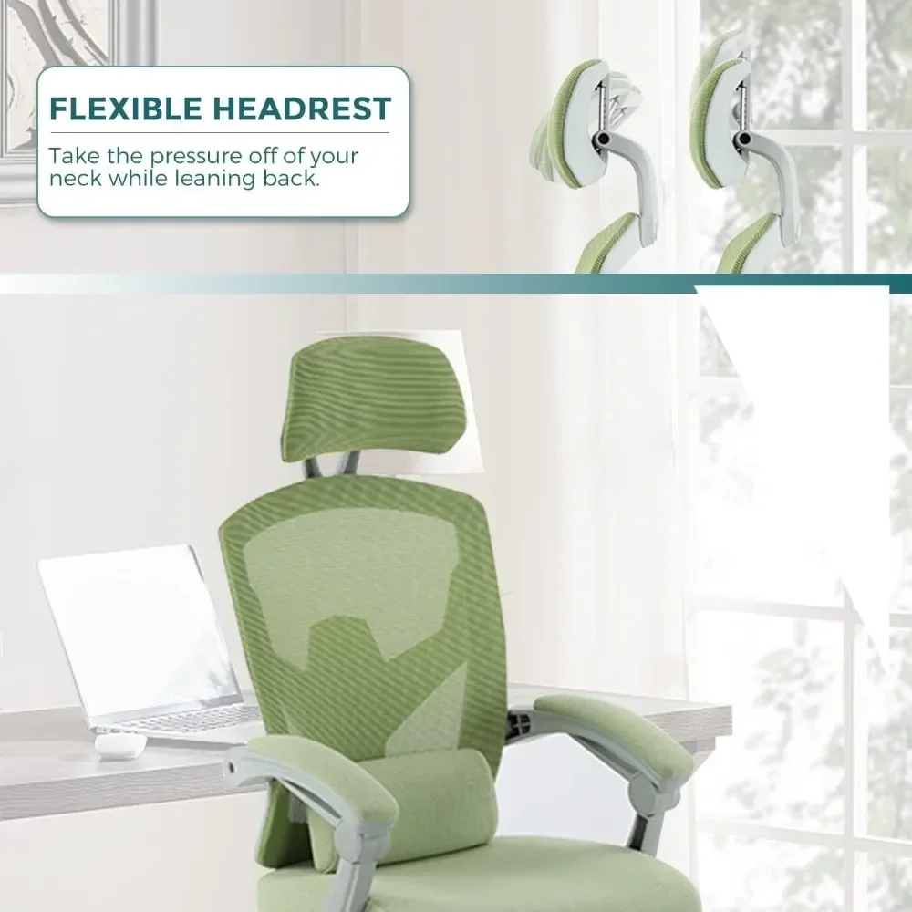 -Ergonomic Office Chair, Reclining High Back Mesh Computer Desk Swivel Rolling Home Task Chair with Lumbar Support Pillow