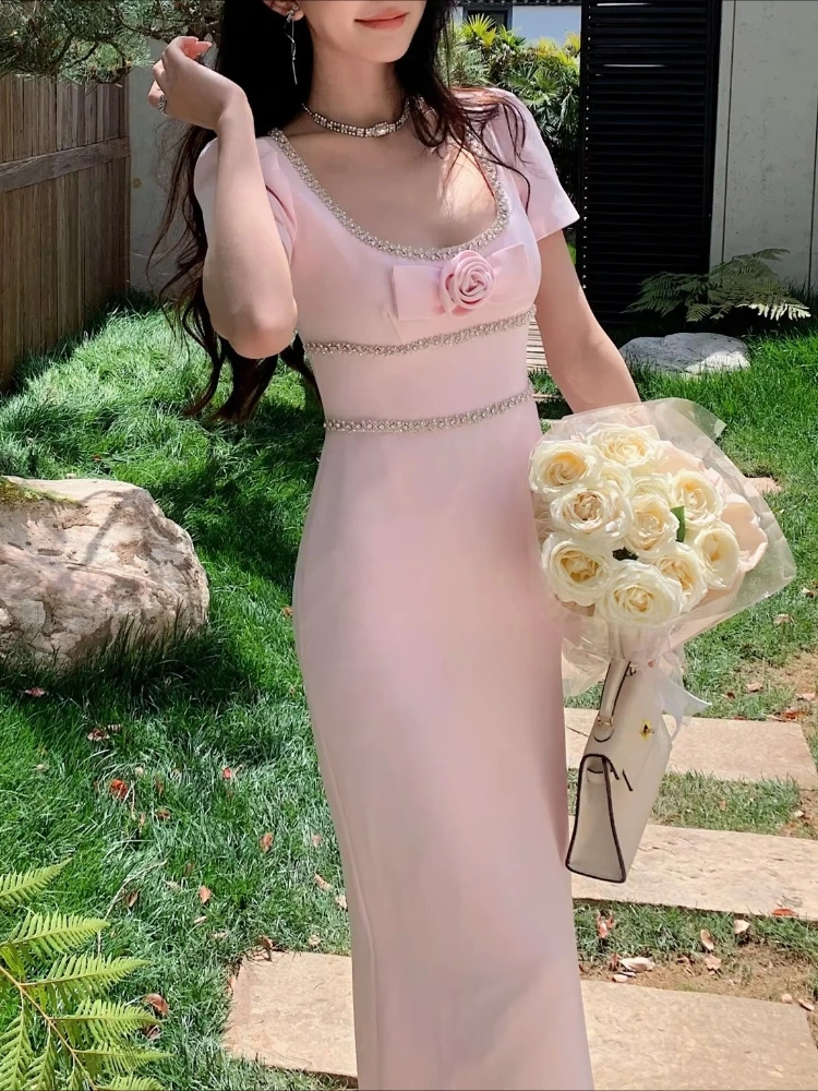 فساتين سهرة أنيقة بياقة مربعة وأكمام قصيرة فستان طويل مثير للمشاهير رائعة عالية الجودة للحفلات الراقصة حسب الطلب #4