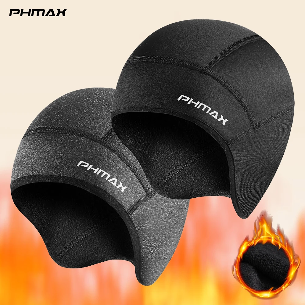PHMAX Winter Cycling Cap Ear Protection Thermal Fleece Windproof Sports Hat Sweat Wicking Balaclava Men Women Running Beanie Ski