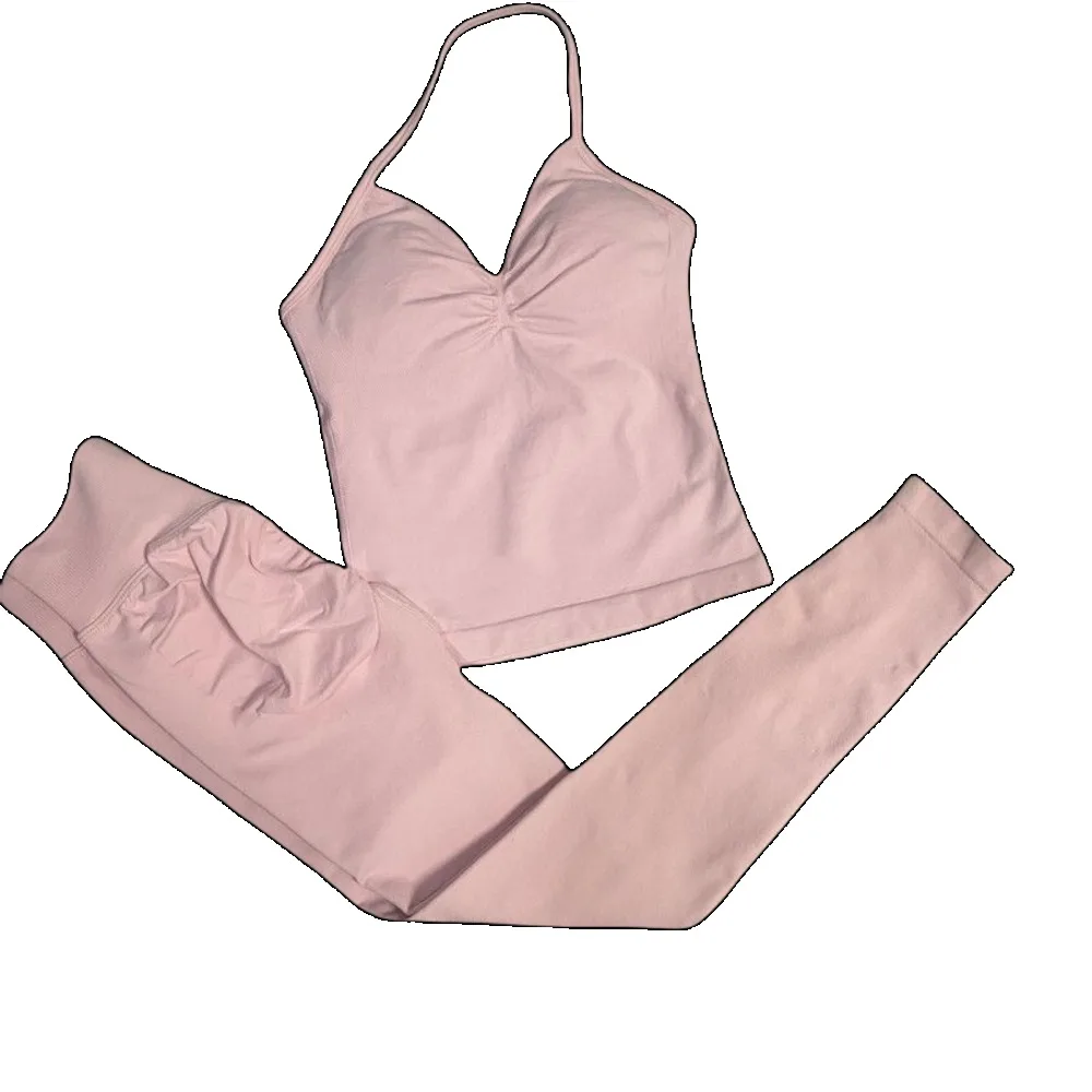 

25 More Ladies Gym Training Leggings and Neck Tank Yoga Fitness Seamless Pilates Clothing Workout Sportswear 2-Piece Yoga Set