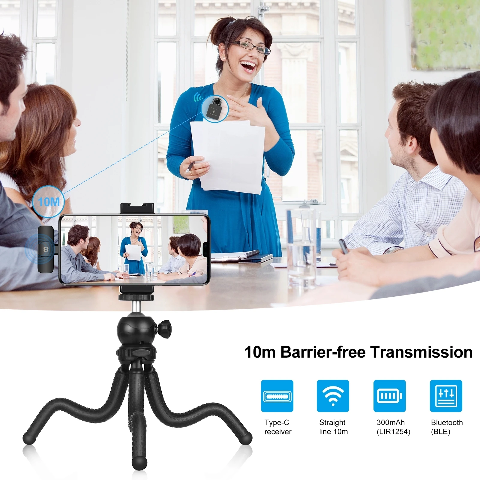 ميكروفون لافلير لاسلكي ، خاصية إلغاء الضوضاء ، تسجيل الصوت والفيديو ، آيفون ، آي باد ، أندرويد ، شاومي ، سامسونج ، ميكروفون لعبة حية ، 2.4G