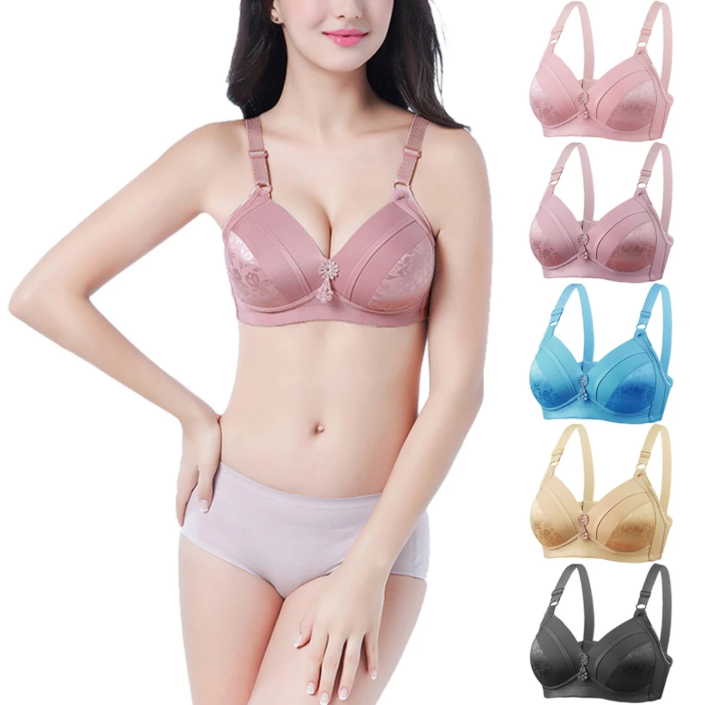 

Women Adjustable Strap Push Up Bra Floral Bras Underwear Back Closure Brassiere Female Intimates Wirefree Bras