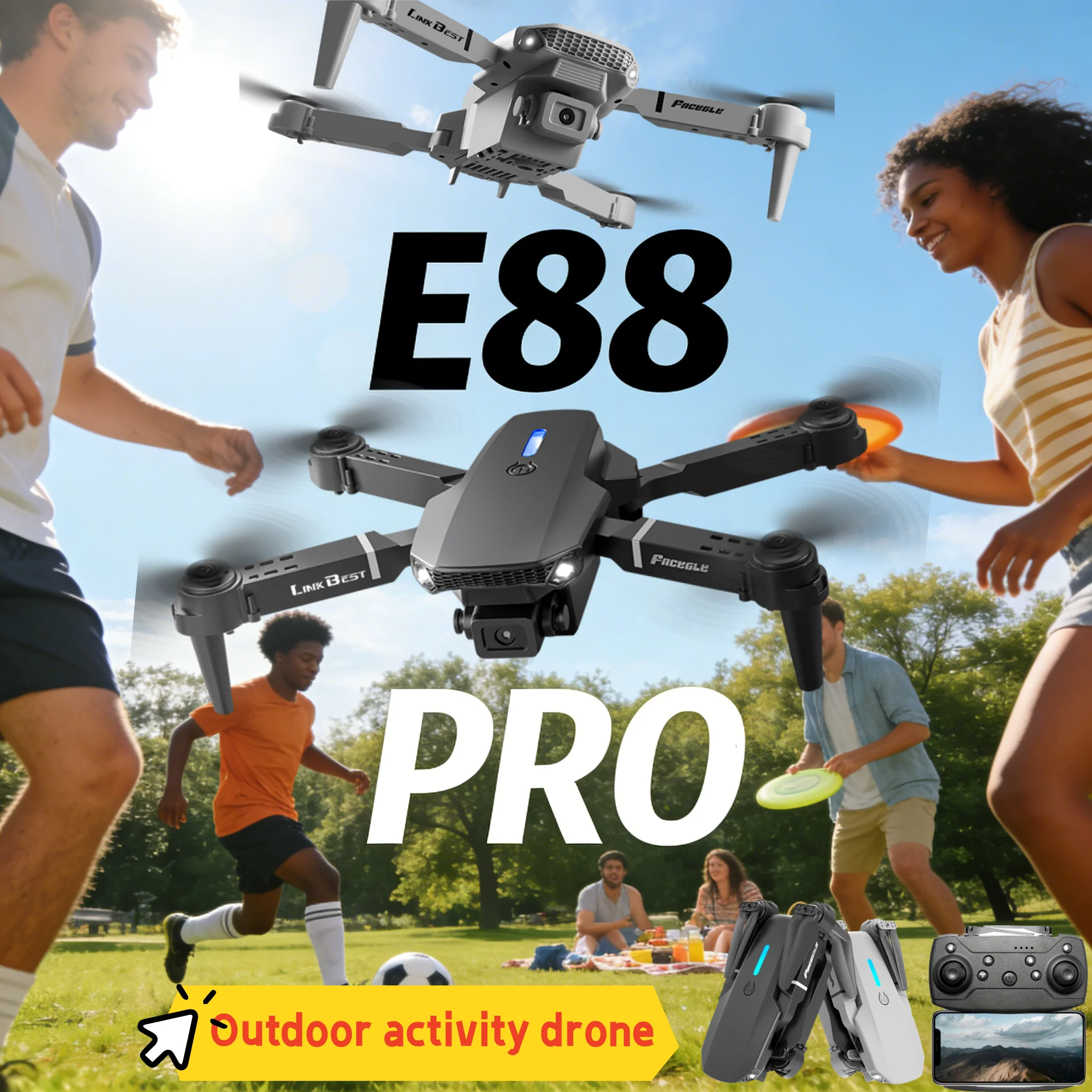 E88PRO Foldable quadcopter Remote Control Toy Remote Control Plane One Click Takeoff and Landing Optical Flow Hover 3D Flip