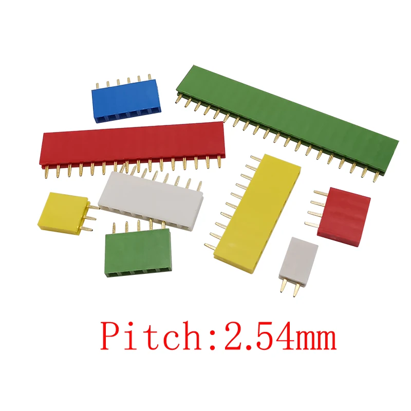 20Pcs/lot Single Row Pin Header Female Socket 2.54mm Pitch 2/3/4/5/6/8/10/12/16/20/40 Pin PCB Board Connector Strip