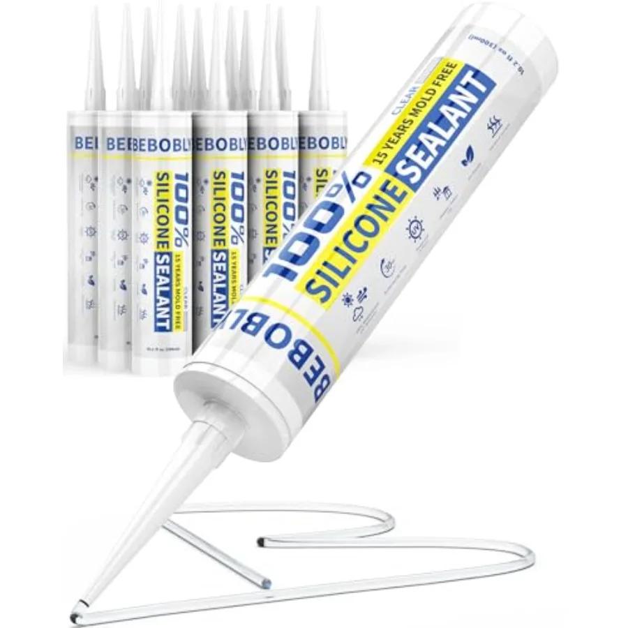

Silicone Caulk and Sealant, 100% Waterproof Silicone Sealant, Shrink and Crack Proof, Silicone Sealant Caulking for Kitchen, Ba