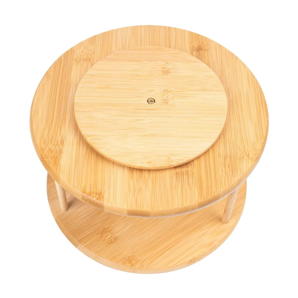 Kitchen Organizer Bamboo Turntable 2-Tier Spice Rack, 10.04 DIA x 6.89 in