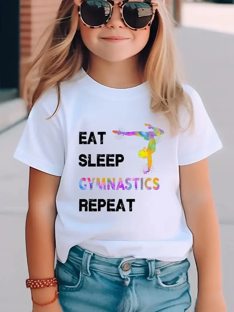 Boys T-shirt Girls Kids Rhythmic Gymnastics Printed T-shirt Modal Clothing Short Sleeves Boys Clothes