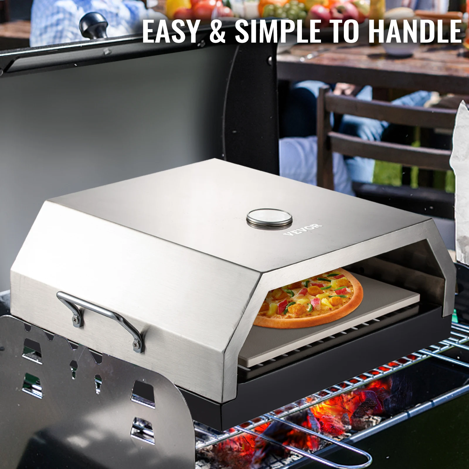 VEVOR – four à Pizza Portable en acier inoxydable, pour Grill à gaz ou à charbon, pour l'extérieur et la cour