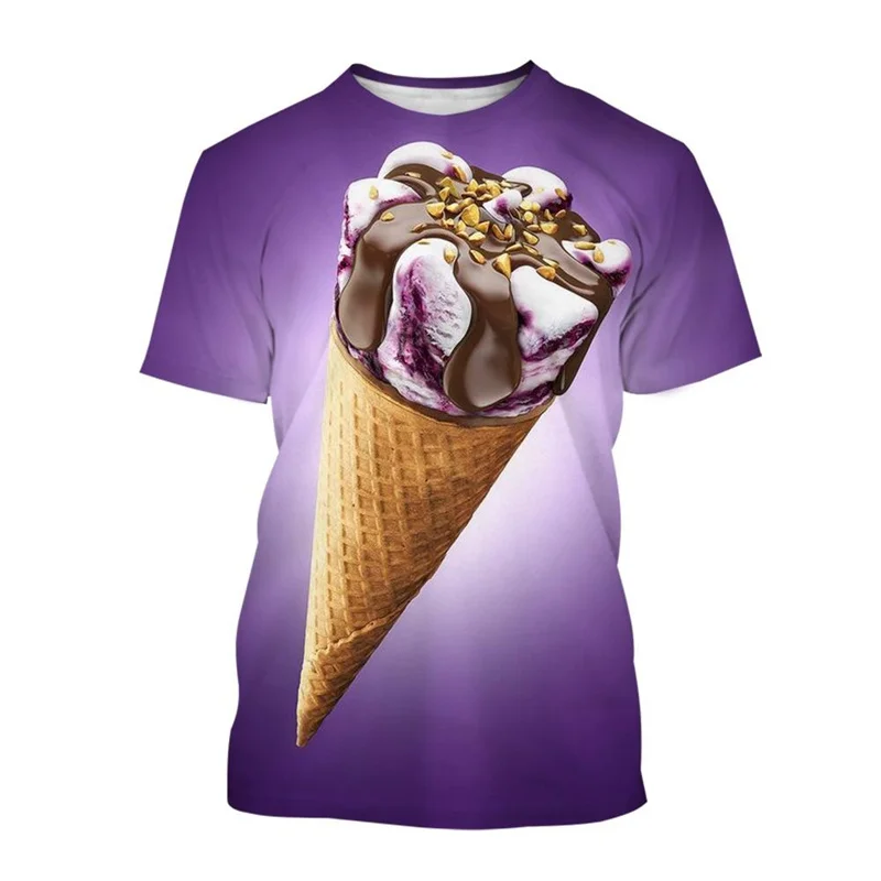 Food Ice Cream 3d Printing T-shirt Summer Breathable Short-sleeved T Shirt Men Women Fashion Casual Harajuku Streetwear Tees