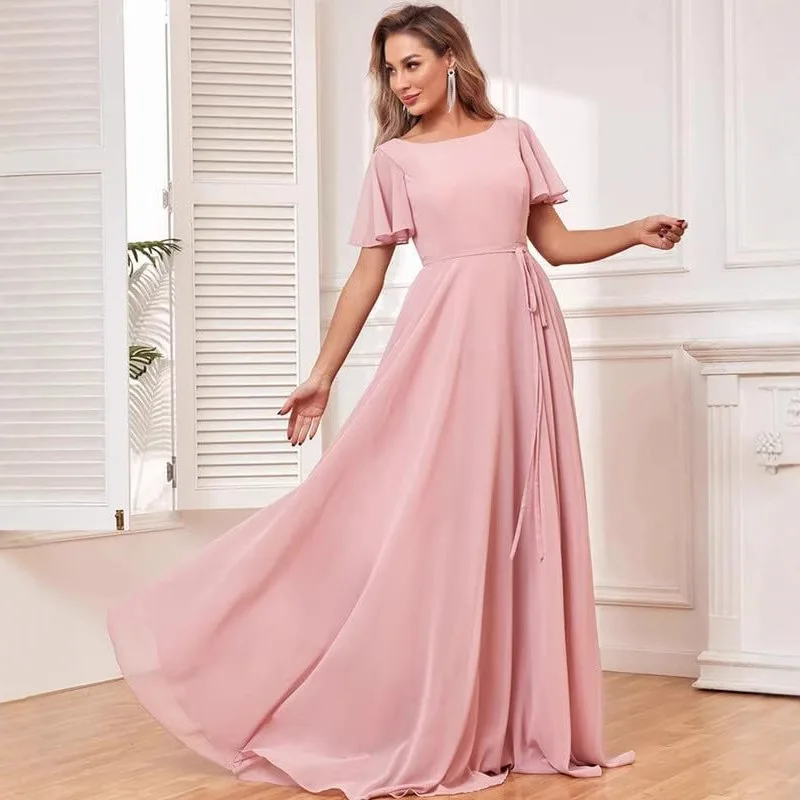 N124 Vestidos para ocasiones formales de gasa personalizados Dulce recuerdo Hasta el suelo Lila Verde Blanco Amarillo Negro Rosa Vestido de dama de honor