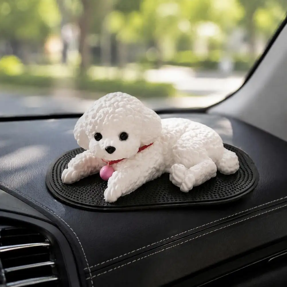 Cute Puppy Figurine, Car Dashboard Decoration with Anti-Slip Mat, Soft TPR Fidget Toy, Automotive Interior Decorative Accessory