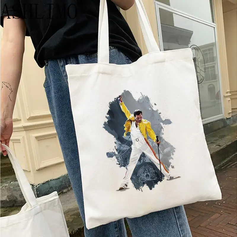 Shoulder Bag Queen Music Team Freddie Mercury Women High Capacity Eoc Friendly Tote Bag Canvas Bag  Foldable Shopping Reusable