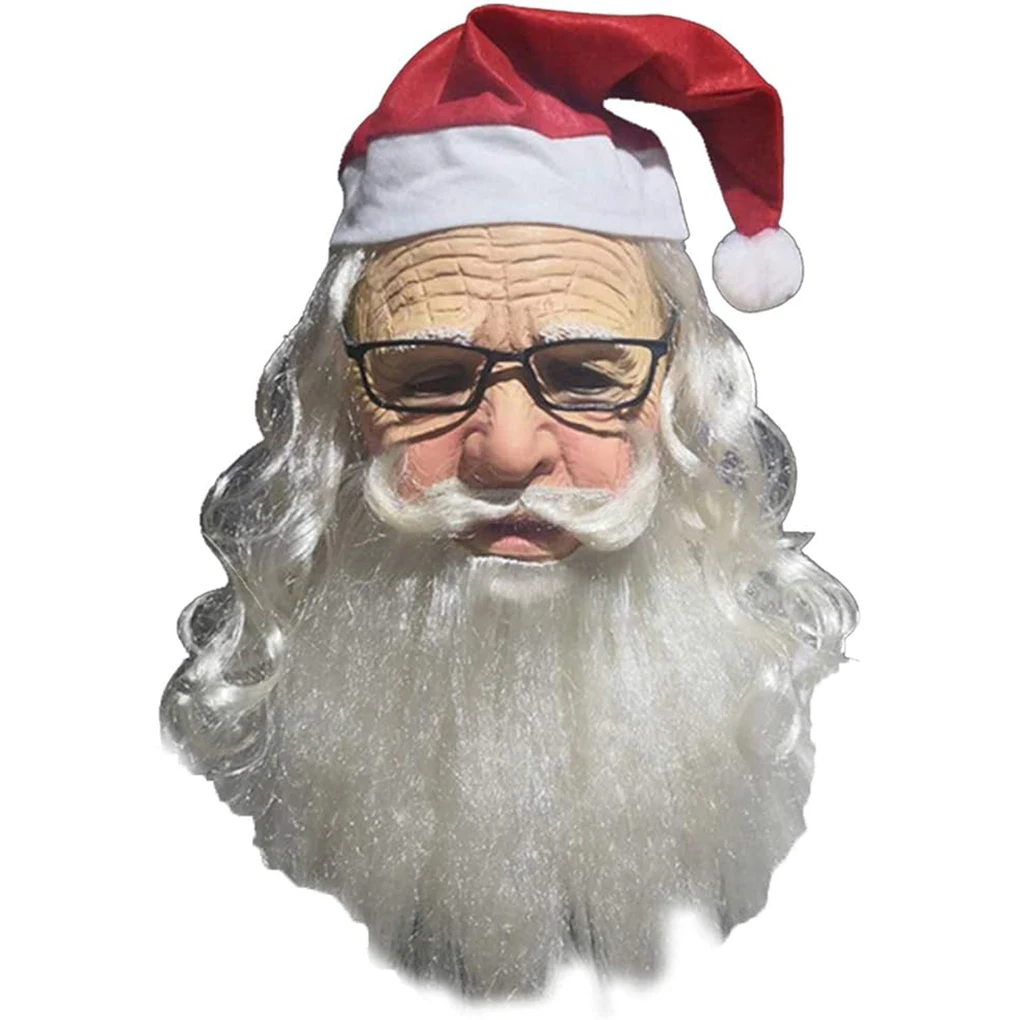 High Quality Unisex Christmas Face Mask Adults Santa Clause Latex Mask Headgear Cosplay Tools for Theme Party Ornaments