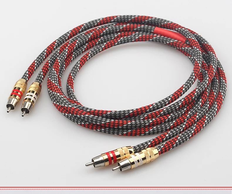 Hifi lava red RCA audio signal cable 4N OFC silver plated audio cable male to male 2RCA to 2RCA hifi Amplifier decoder