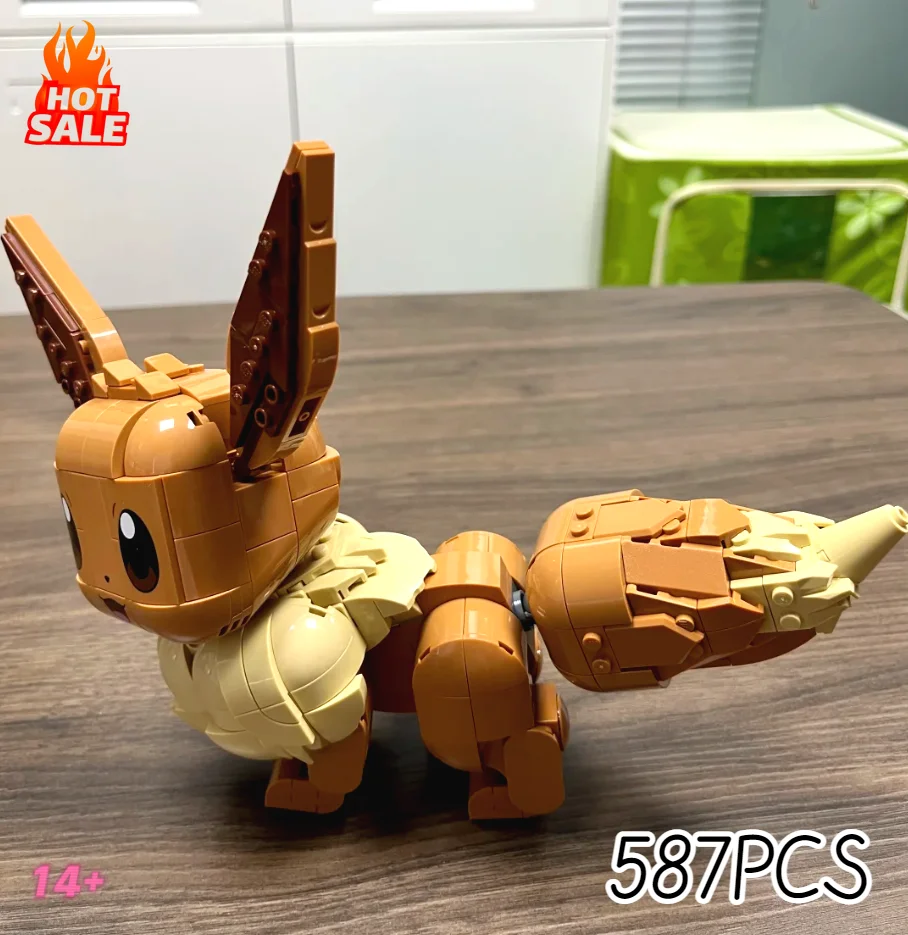 Jeu classique MOC FIT 72151, figurine Eevee, 587 pièces, blocs de construction 3D, ensemble de modèles d'elfes polyvalents, jouets pour garçons et filles, cadeaux d'anniversaire