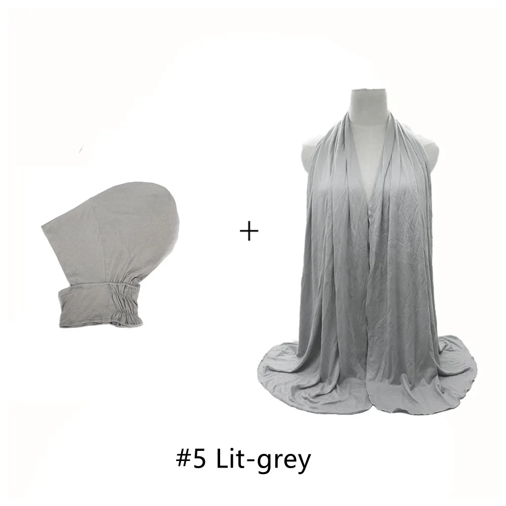 

Modal Soft Breathable Elastic Underscarf Inner Cap with Matching Scarf Set Jersey Hijab Muslim Women Headscarf Shawl Wrap Cover