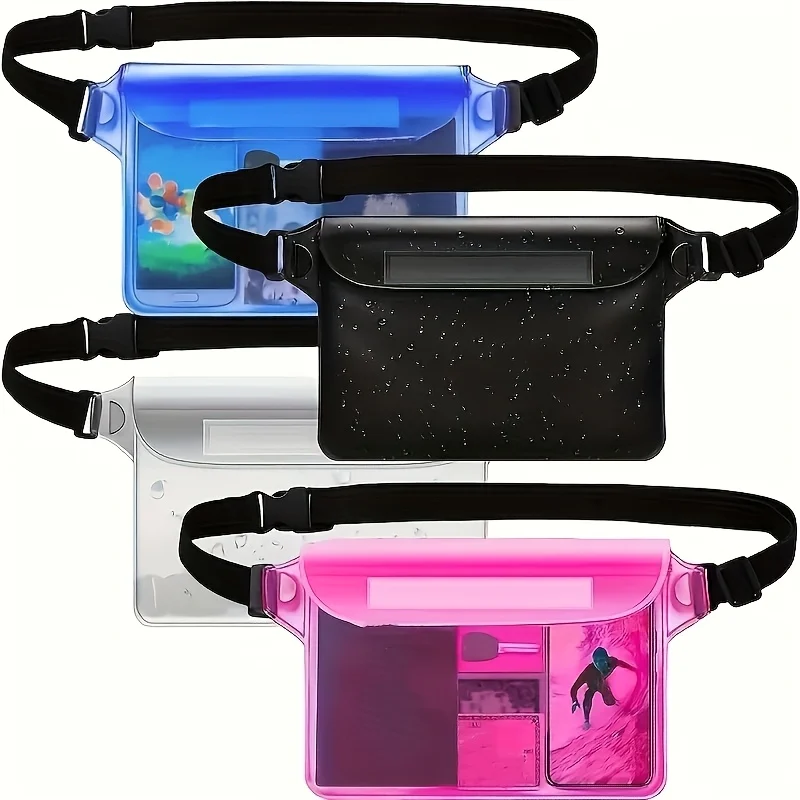 Large Capacity Transparent Phone Bag, Three-layer Sealed Touch Screen Phone Waist Bag, Adjustable Beach Bag, Phone Storage Bag