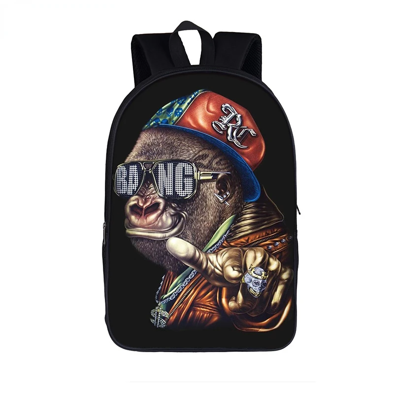 Funny Orangutan / Monkey Middle Finger Print Backpack for Teenager Boys Girls Children School Bags Backpack Women Men Rucksack