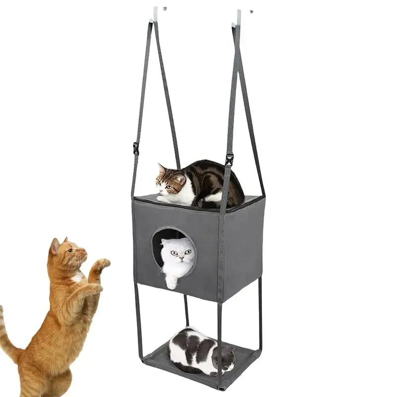 Door Cat Tree Indoor Breathable 16X13Inches Cat Climber Foldable Door-Mounted Cat Hammock Comfortable Removable Seasonal