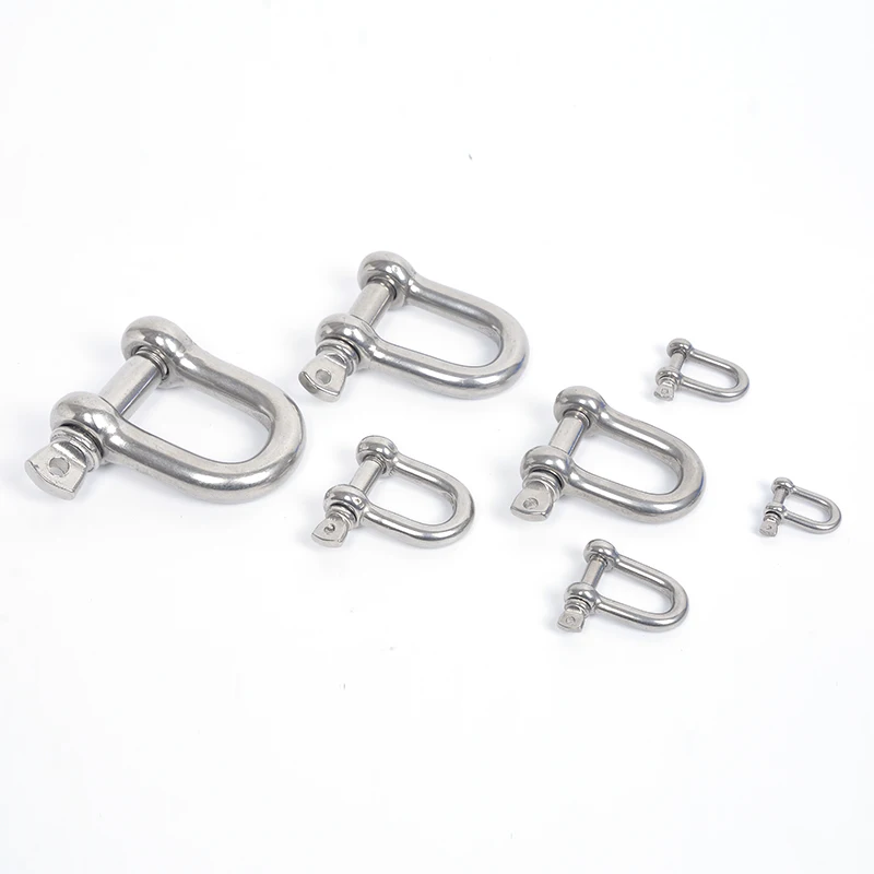 1/2PCS M4/5/6/8/10/12/14 304 Stainless Steel D-type Shackle Bow U-type High-Strength Lifting Ring Buckle Connection Fixed Chain