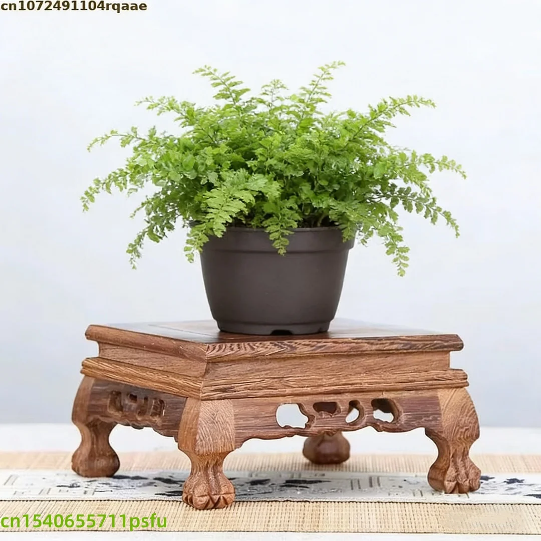 Wooden Miniature Table Furniture Coffee Tea Sets Pedestal Figurines Vase Flower Pot Sorting Display Stand Standing Flower Base