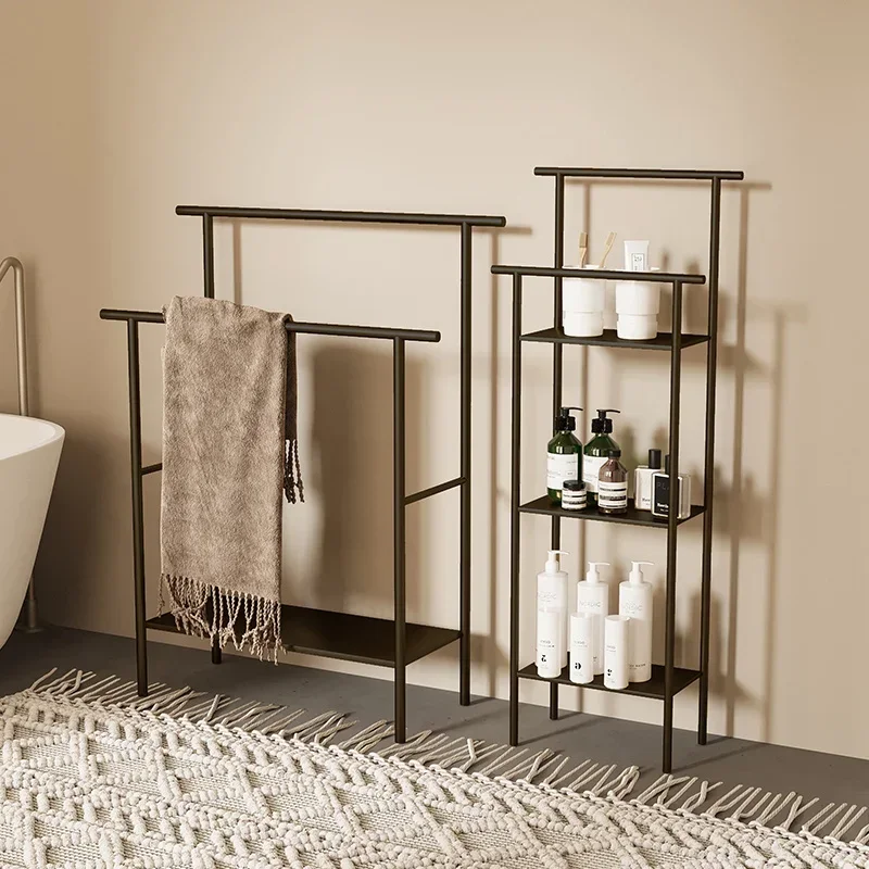 Nordic Light Luxury Floor Towel Rack Toilet Bathroom Storage Rack Gold Floor Toilet Paper Rack Gold Storage System