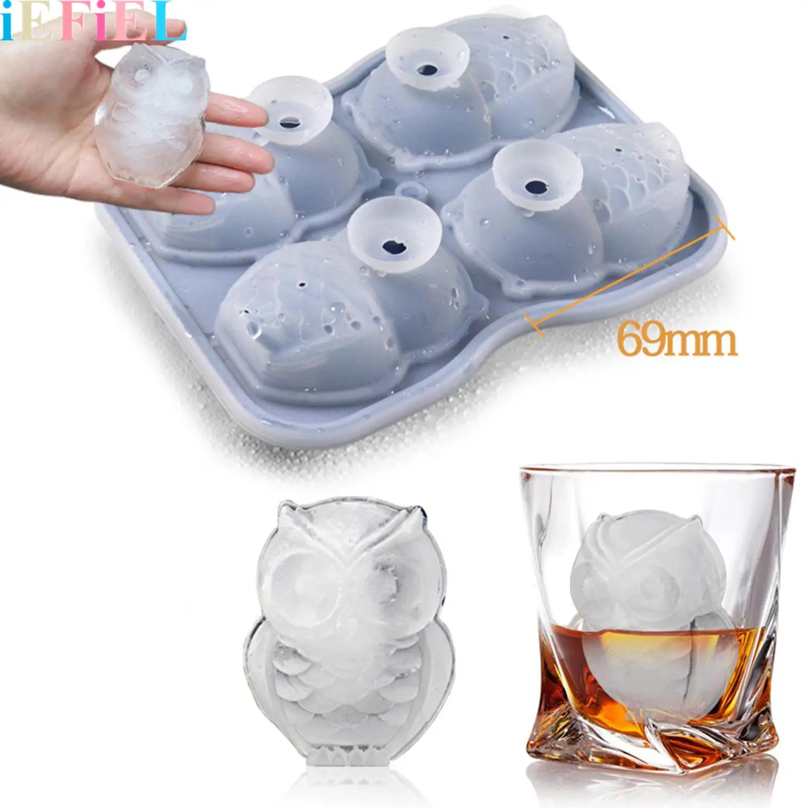 

1Pcs 4-cavity Animal-shaped Silicone Ice Cube Mold with Funnel for Restaurant Bar Hotel Home