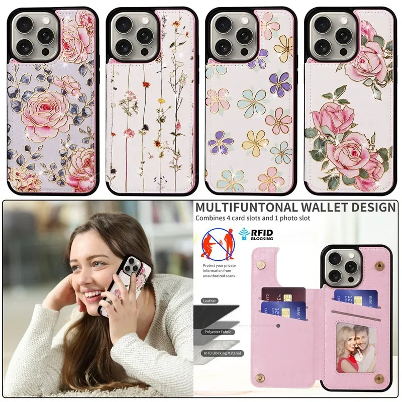 

Double Buckle Leather Wallet Card Phone Case for IPhone 15 Pro Max 14 Plus 13 12 11 X XS XR SE 2022 8 7 Flip Stand Cover Bag