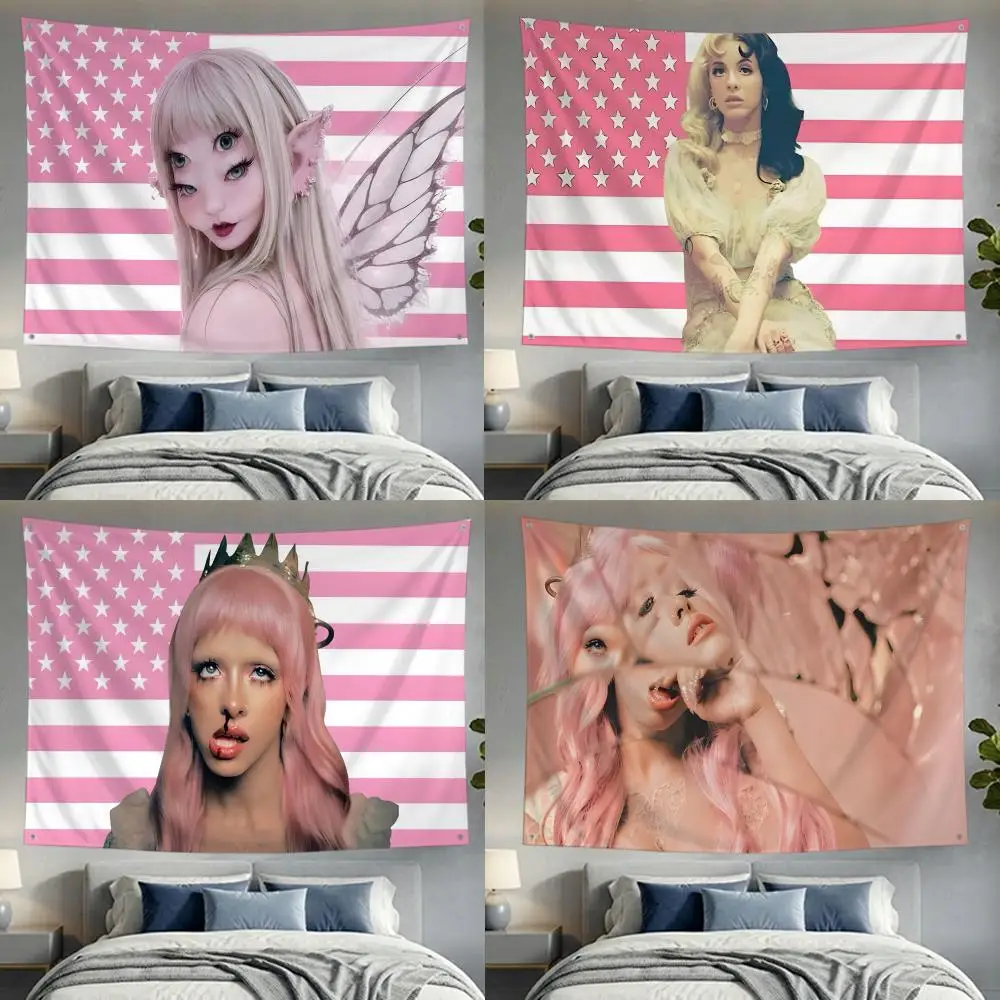 Singer Pop Melanie Martinez Flags Lightweight no edging four rings hanging for indoor and outdoor decor
