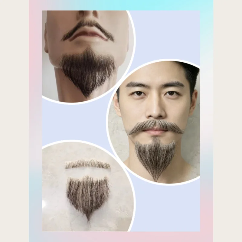 Fake Beard for Men Yak Hair Black Beard Fake Face Beard for Adults Men Realistic Makeup Holiday/Drama/Party/Movie