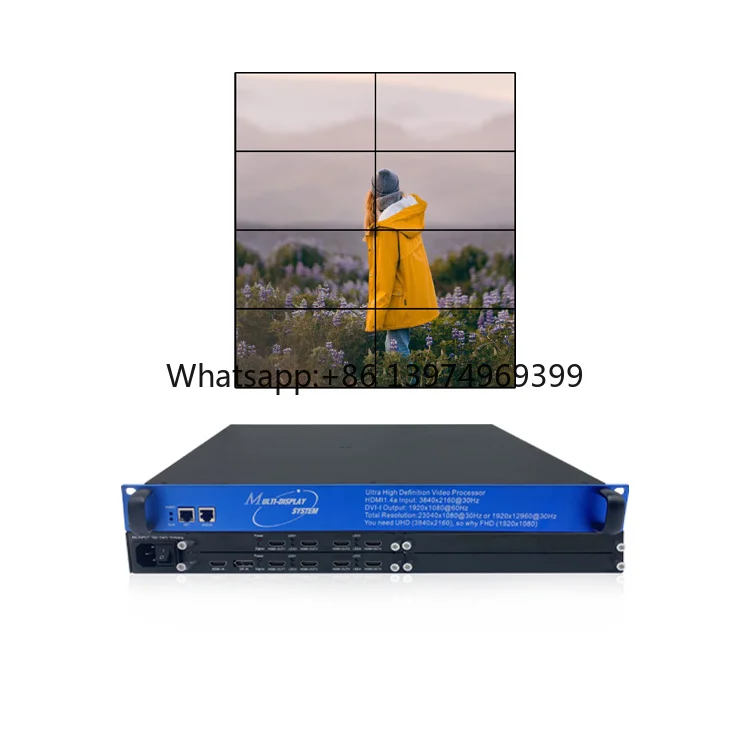 4K60 HDMI Video Wall Controller 1 Input 8 Output DP HDMI Custom Resolution 600MHz for Multi-Screen Display