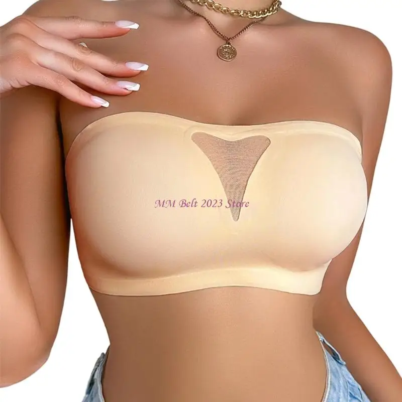 49ME Wireless Bustier Bra Nonslip Padded Back Closure Strapless Bandeau Top for Women