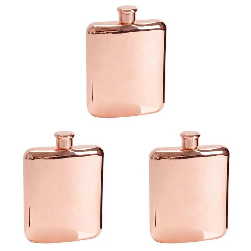 ABJI-3X Rose Gold 6 Oz Stainless Steel Vodka Hip Flask Flask For Alcohol Bottle Liquor Whiskey Bottle With Funnel