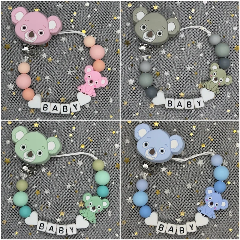 Free Custom Baby Pacifier Clips Personalized Name Teething Toys Dummy Nipples Holder Clips Chain Babies Accessories Newborn Gift