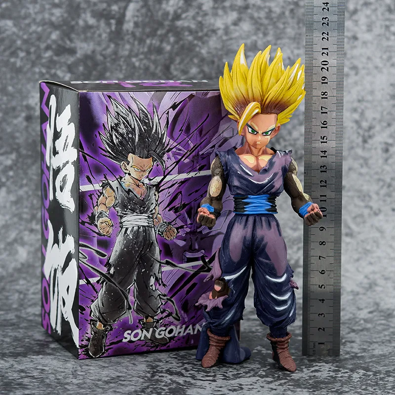 22cm Genuine FigureCrazy Dragon Ball Z Figure Son Gohan Super Saiyan 2 Comics Color Anime PVC Figure DBZ Gohan Awakening Fight