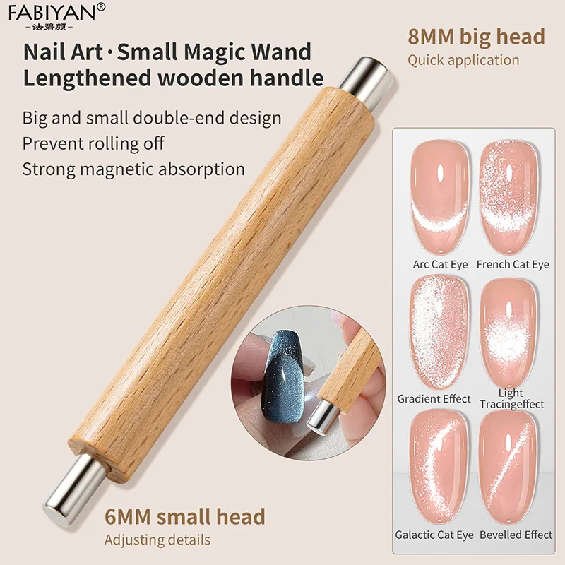 Doppelendiger Nagelkunst-Magnet für Nagel-Effekte, magnetischer Holzstab für Nagelkunst, Katzenaugen-UV-Gel, spezieller Magnet, Maniküre-Werkzeuge