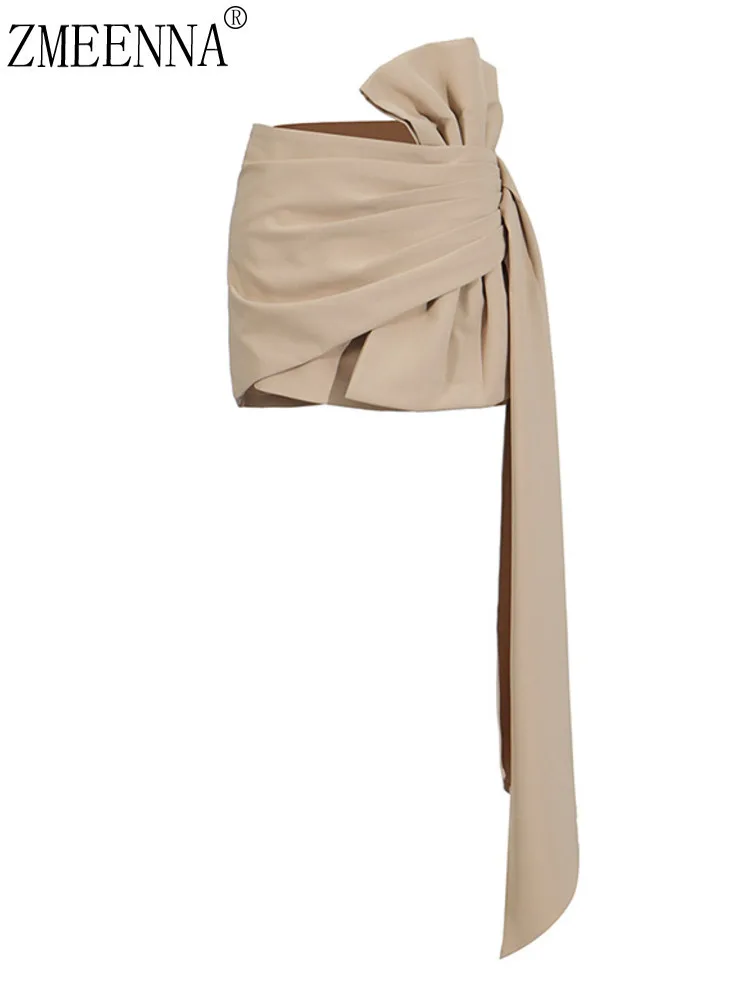 

ZMEENNA Women's Elegant Wrap Skirt With Bow Detail High Waisted Flowy Design Stylish Asymmetrical Hemline Long Tail ZM657